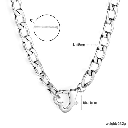 ✨ Wholesale Stainless Steel Heart Link Chain Necklace | 15x15mm Heart Connector Links | 45cm Oval Link Chain in Gold/Steel Color