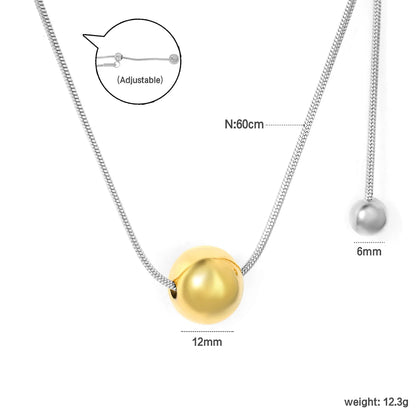 ✨ Wholesale Two-Tone/Gold Stainless Steel Beaded Necklace | 12mm Gold Beads & 1.2mm Snake Chain 60cm | Statement Sweater Chain