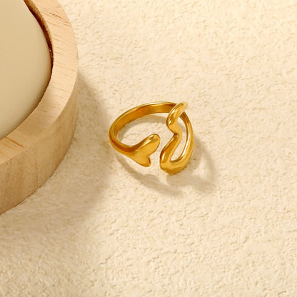 ✨💖 Wholesale 16mm Heart Open Ring | Gold Stainless Steel | Trendy Stackable Band