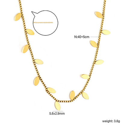 ✨ 18k gold plated Leaf Shape 40+5cm Stainless Steel Chain Necklace Wholesale (MOQ 12+) | Durable Jewelry Chains 🌍 | Box/Cable/Rope/Franco Links