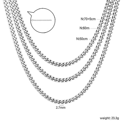✨ 18k gold plated Extended layering Width2.7mm Stainless Steel Chain Necklace Wholesale (MOQ 12+) | Durable Jewelry Chains 🌍 | Box/Cable/Rope/Franco Links
