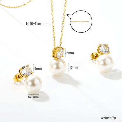 ✨💎 18K Gold Zircon Jewelry Set Wholesale (MOQ 12+) | Stainless Steel Necklace & Earrings 🌍 | Hypoallergenic Luxury Gift Set