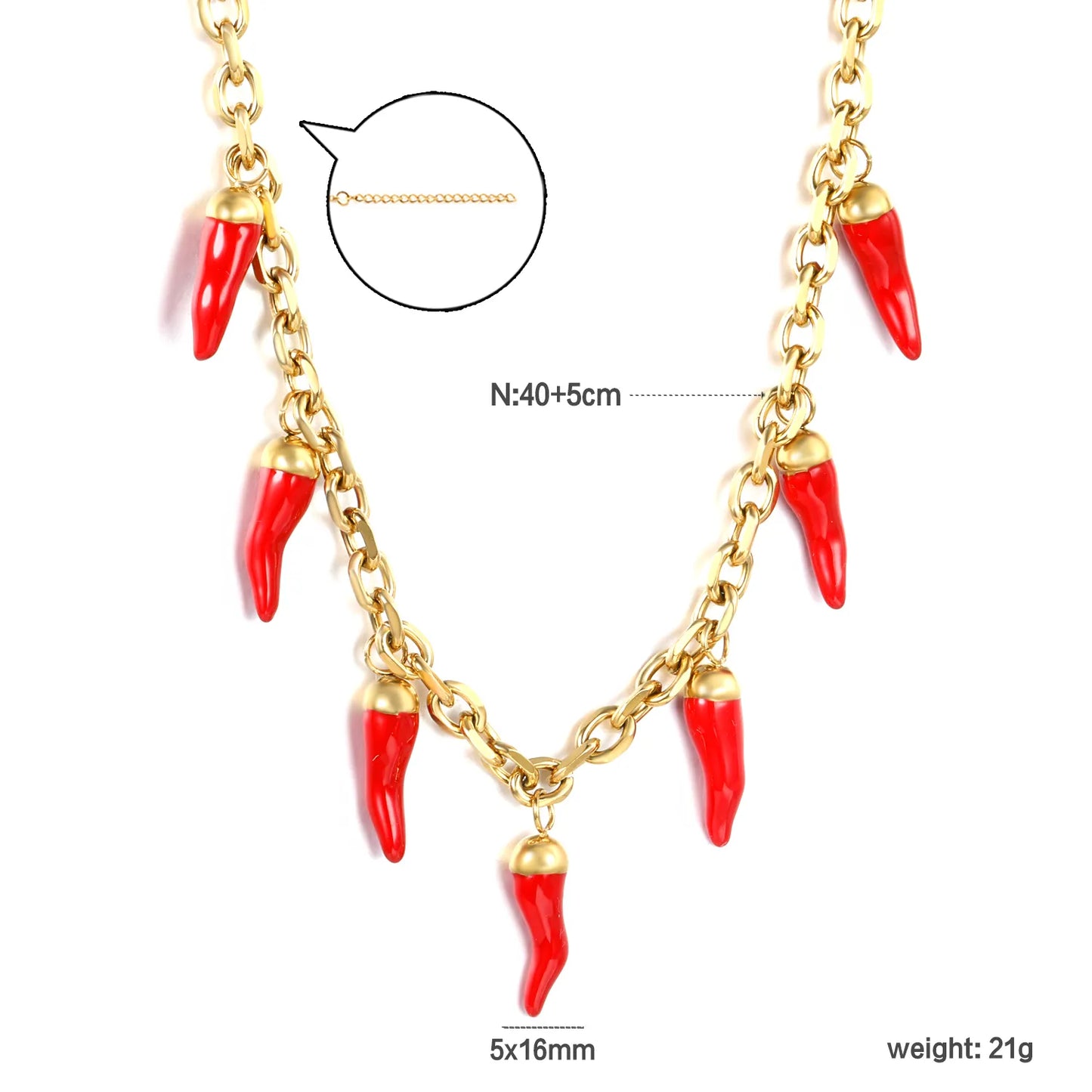 ✨ 18k gold plated Chili pepper Shape Stainless Steel Necklaces Wholesale (12+ Pieces) | Hypoallergenic & Tarnish-Free 🌍 | Trendy Pendants & Chains
