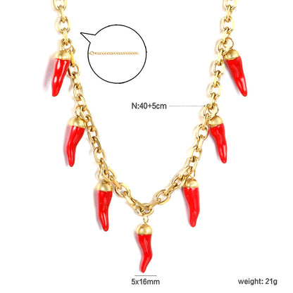✨ 18k gold plated Chili pepper Shape Stainless Steel Necklaces Wholesale (12+ Pieces) | Hypoallergenic & Tarnish-Free 🌍 | Trendy Pendants & Chains