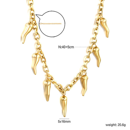✨ 18k gold plated Chili pepper Shape Stainless Steel Necklaces Wholesale (12+ Pieces) | Hypoallergenic & Tarnish-Free 🌍 | Trendy Pendants & Chains