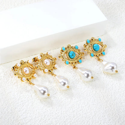 Wholesale 18K Gold-Plated Pearl Drop Earrings Wholesale (MOQ 12+) | Stainless Steel Hypoallergenic 🌍 | Fake Pearl Studs & Dangles