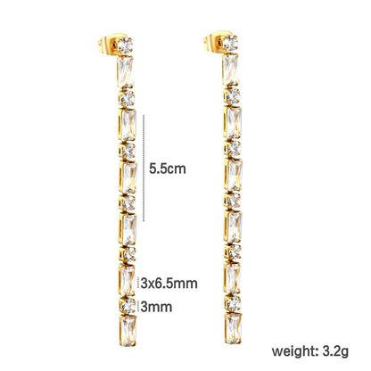Wholesal 18k gold plated White Zircon Stainless Steel Hypoallergenic Drop Earrings – Bulk Wholesale (12+ Pairs) 🌍 EU/US Supplier Trendy & Durable