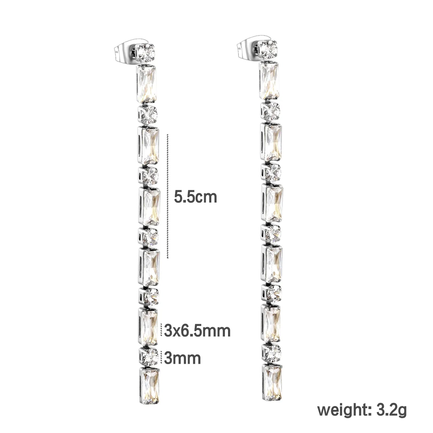 Wholesal 18k gold plated White Zircon Stainless Steel Hypoallergenic Drop Earrings – Bulk Wholesale (12+ Pairs) 🌍 EU/US Supplier Trendy & Durable