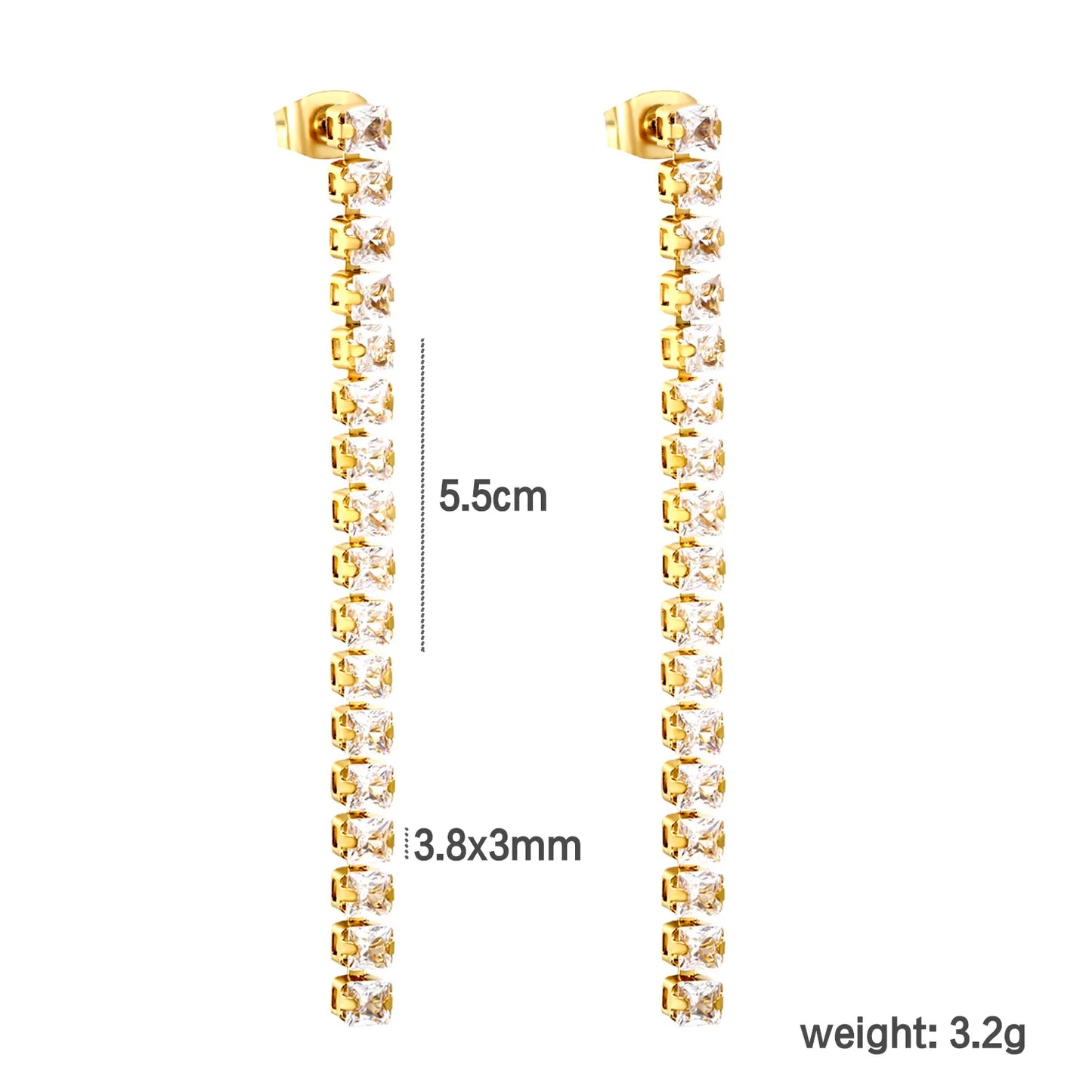 Wholesal 18k gold plated White Zircon Stainless Steel Hypoallergenic Drop Earrings – Bulk Wholesale (12+ Pairs) 🌍 EU/US Supplier Trendy & Durable