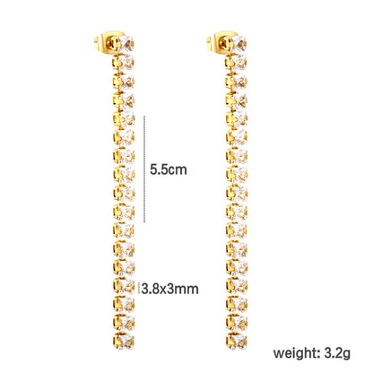 Wholesal 18k gold plated White Zircon Stainless Steel Hypoallergenic Drop Earrings – Bulk Wholesale (12+ Pairs) 🌍 EU/US Supplier Trendy & Durable