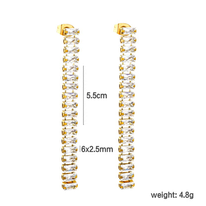 Wholesale 5.5cmX6x2.5mm White Zircon&Rainbow Zircon Stainless Steel Hypoallergenic Drop Earrings – Bulk Wholesale (12+ Pairs) 🌍 EU/US Supplier Trendy & Durable