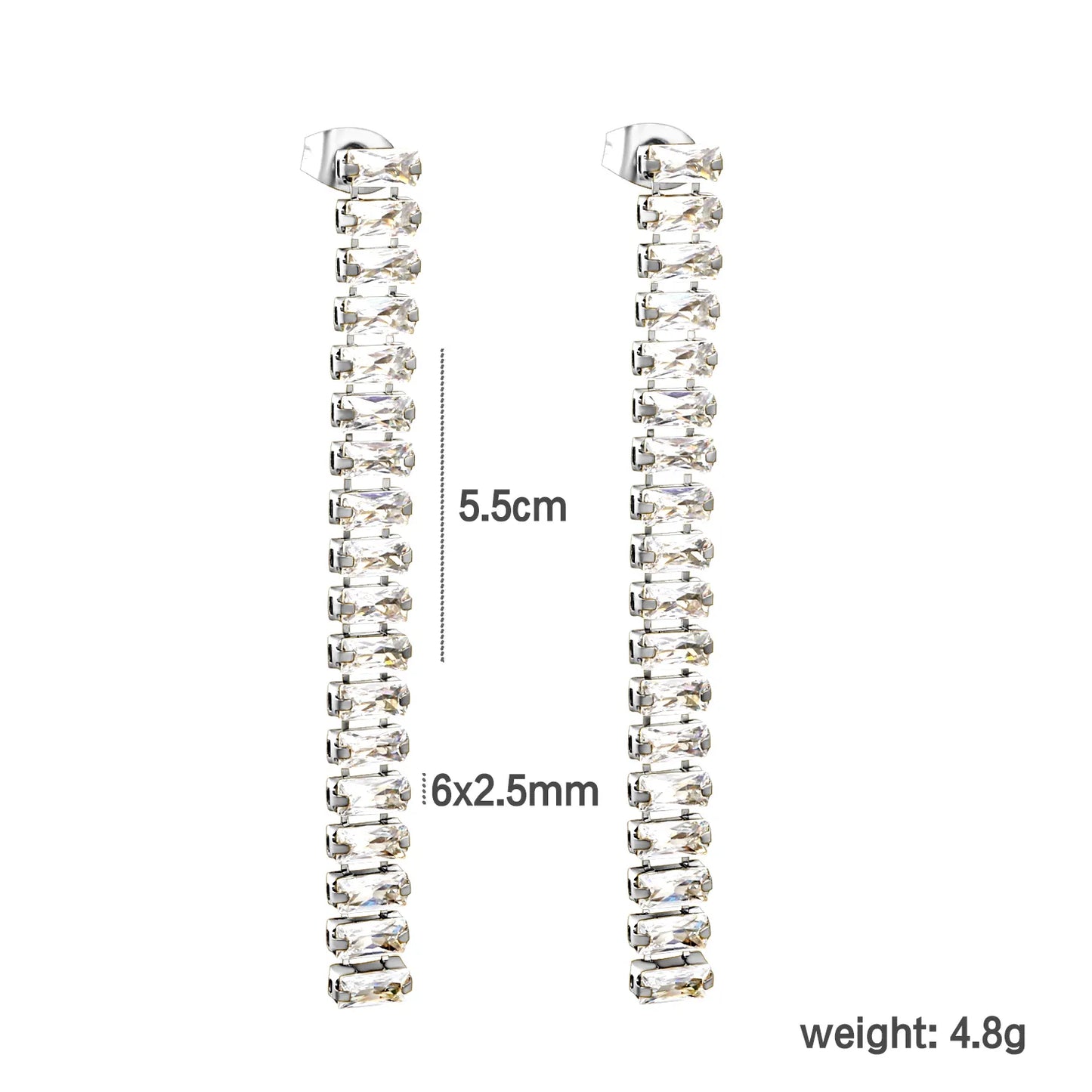Wholesale 5.5cmX6x2.5mm White Zircon&Rainbow Zircon Stainless Steel Hypoallergenic Drop Earrings – Bulk Wholesale (12+ Pairs) 🌍 EU/US Supplier Trendy & Durable