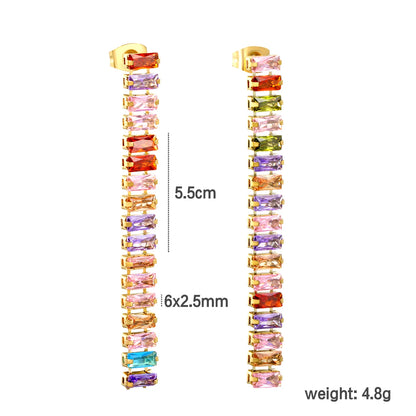 Wholesale 5.5cmX6x2.5mm White Zircon&Rainbow Zircon Stainless Steel Hypoallergenic Drop Earrings – Bulk Wholesale (12+ Pairs) 🌍 EU/US Supplier Trendy & Durable