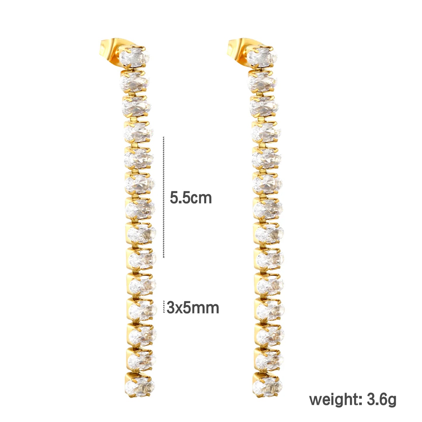 Wholesale 5.5cmX3x5mm White Zircon&Rainbow Zircon Stainless Steel Hypoallergenic Drop Earrings – Bulk Wholesale (12+ Pairs) 🌍 EU/US Supplier Trendy & Durable