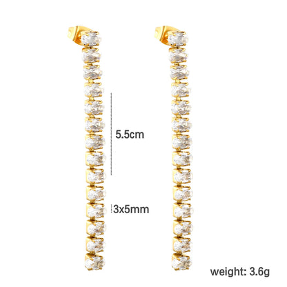 Wholesale 5.5cmX3x5mm White Zircon&Rainbow Zircon Stainless Steel Hypoallergenic Drop Earrings – Bulk Wholesale (12+ Pairs) 🌍 EU/US Supplier Trendy & Durable