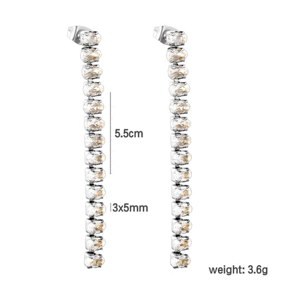 Wholesale 5.5cmX3x5mm White Zircon&Rainbow Zircon Stainless Steel Hypoallergenic Drop Earrings – Bulk Wholesale (12+ Pairs) 🌍 EU/US Supplier Trendy & Durable
