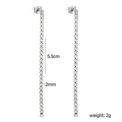 Wholesale 5.5cmX2mm/3mm/4mm White Zircon&Rainbow Zircon Stainless Steel Hypoallergenic Drop Earrings – Bulk Wholesale (12+ Pairs) 🌍 EU/US Supplier Trendy & Durable