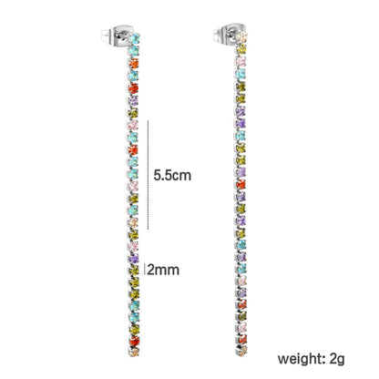 Wholesale 5.5cmX2mm/3mm/4mm White Zircon&Rainbow Zircon Stainless Steel Hypoallergenic Drop Earrings – Bulk Wholesale (12+ Pairs) 🌍 EU/US Supplier Trendy & Durable