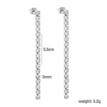 Wholesale 5.5cmX2mm/3mm/4mm White Zircon&Rainbow Zircon Stainless Steel Hypoallergenic Drop Earrings – Bulk Wholesale (12+ Pairs) 🌍 EU/US Supplier Trendy & Durable