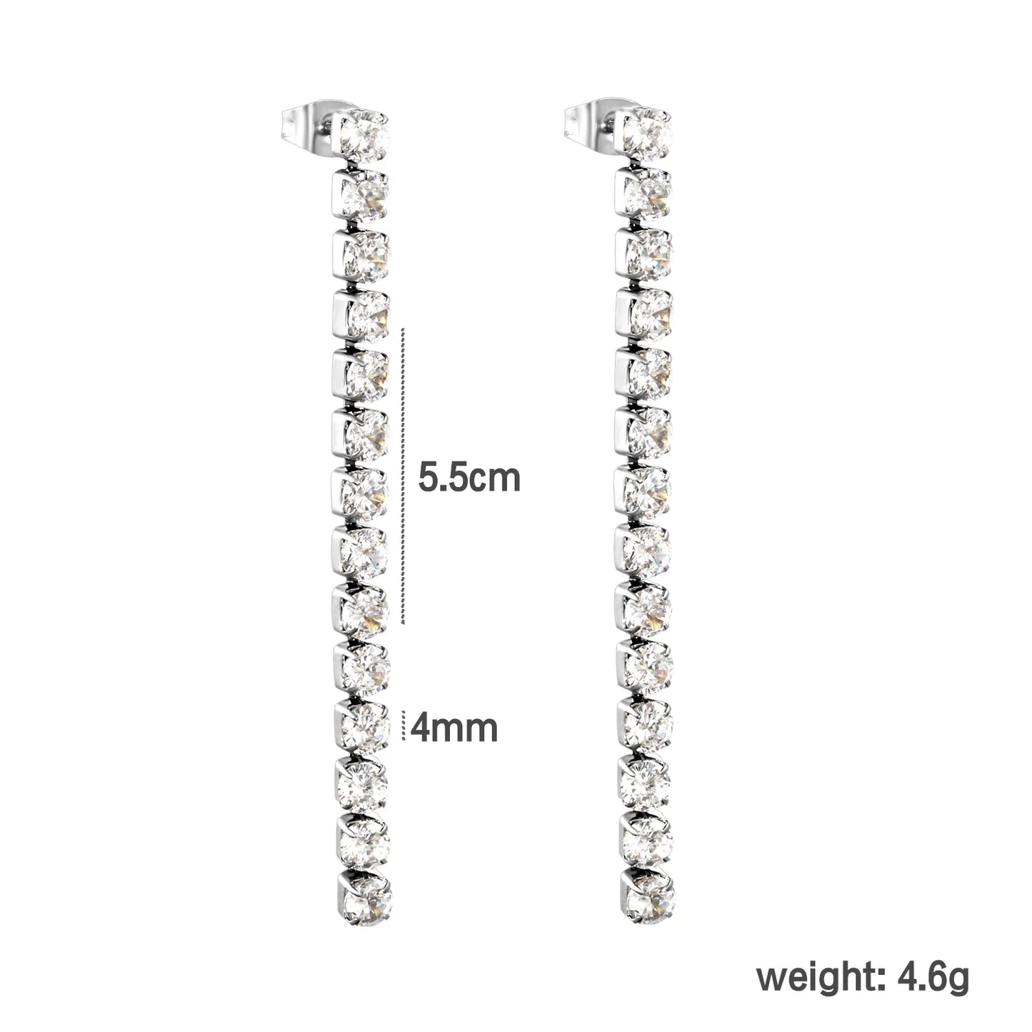Wholesale 5.5cmX2mm/3mm/4mm White Zircon&Rainbow Zircon Stainless Steel Hypoallergenic Drop Earrings – Bulk Wholesale (12+ Pairs) 🌍 EU/US Supplier Trendy & Durable