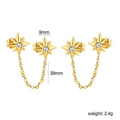 Wholesale 4mm Round + 4x6mm Teardrop Earrings & 9mm Double-Pin Star Earrings | 8-Point White Diamonds | Gold