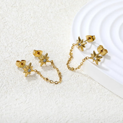 Wholesale 4mm Round + 4x6mm Teardrop Earrings & 9mm Double-Pin Star Earrings | 8-Point White Diamonds | Gold