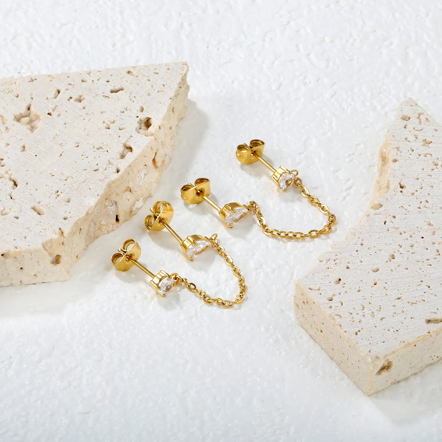 Wholesale 4mm Round + 4x6mm Teardrop Earrings & 9mm Double-Pin Star Earrings | 8-Point White Diamonds | Gold