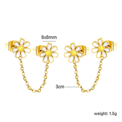 Wholesale 18k Gold Plated Daisy shape Stainless Steel Hypoallergenic Drop Earrings – Bulk Wholesale (12+ Pairs) 🌍 EU/US Supplier Trendy & Durable