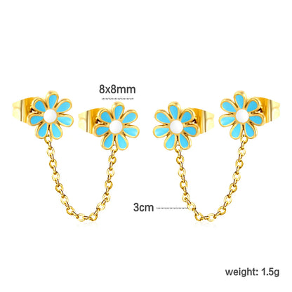 Wholesale 18k Gold Plated Daisy shape Stainless Steel Hypoallergenic Drop Earrings – Bulk Wholesale (12+ Pairs) 🌍 EU/US Supplier Trendy & Durable
