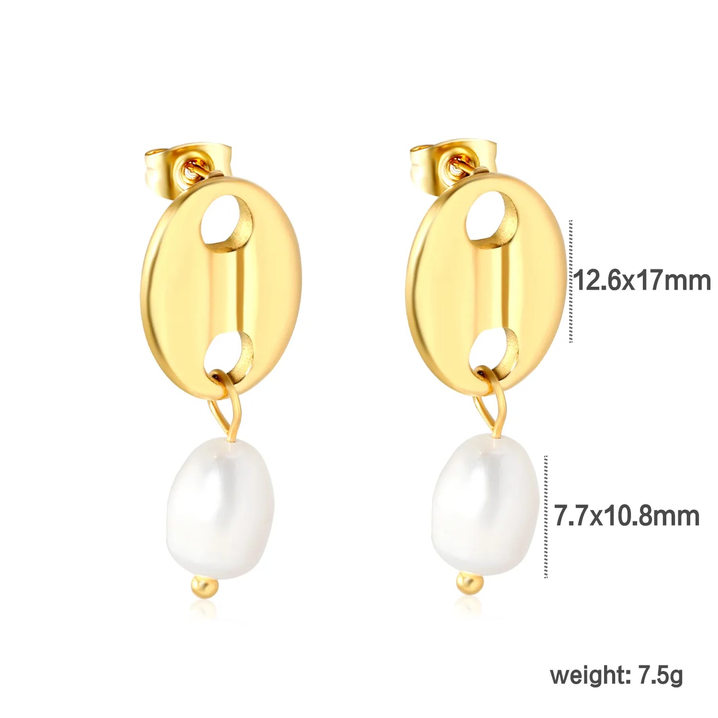 Wholesale 8.6*10.8mm teardrop shaped emerald green glass + CNC set white zirconium ring + 8.5*12mm teardrop shaped white imitation pearl fittings Earrings gold color