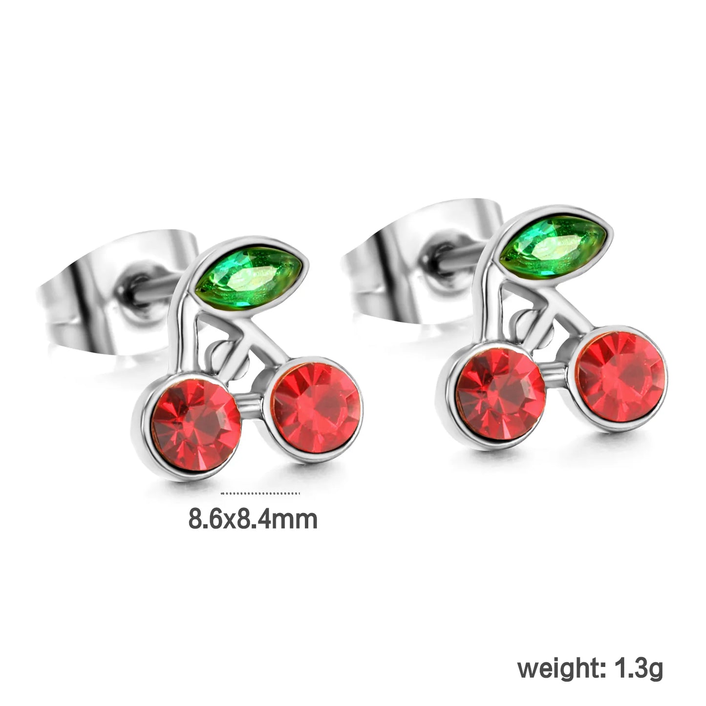 Wholesale 18K Gold Plated Stainless Steel Jewelry Minimalism Hollow Square&Cherry pattern zircon Stainless Steel Screwback Earrings Women