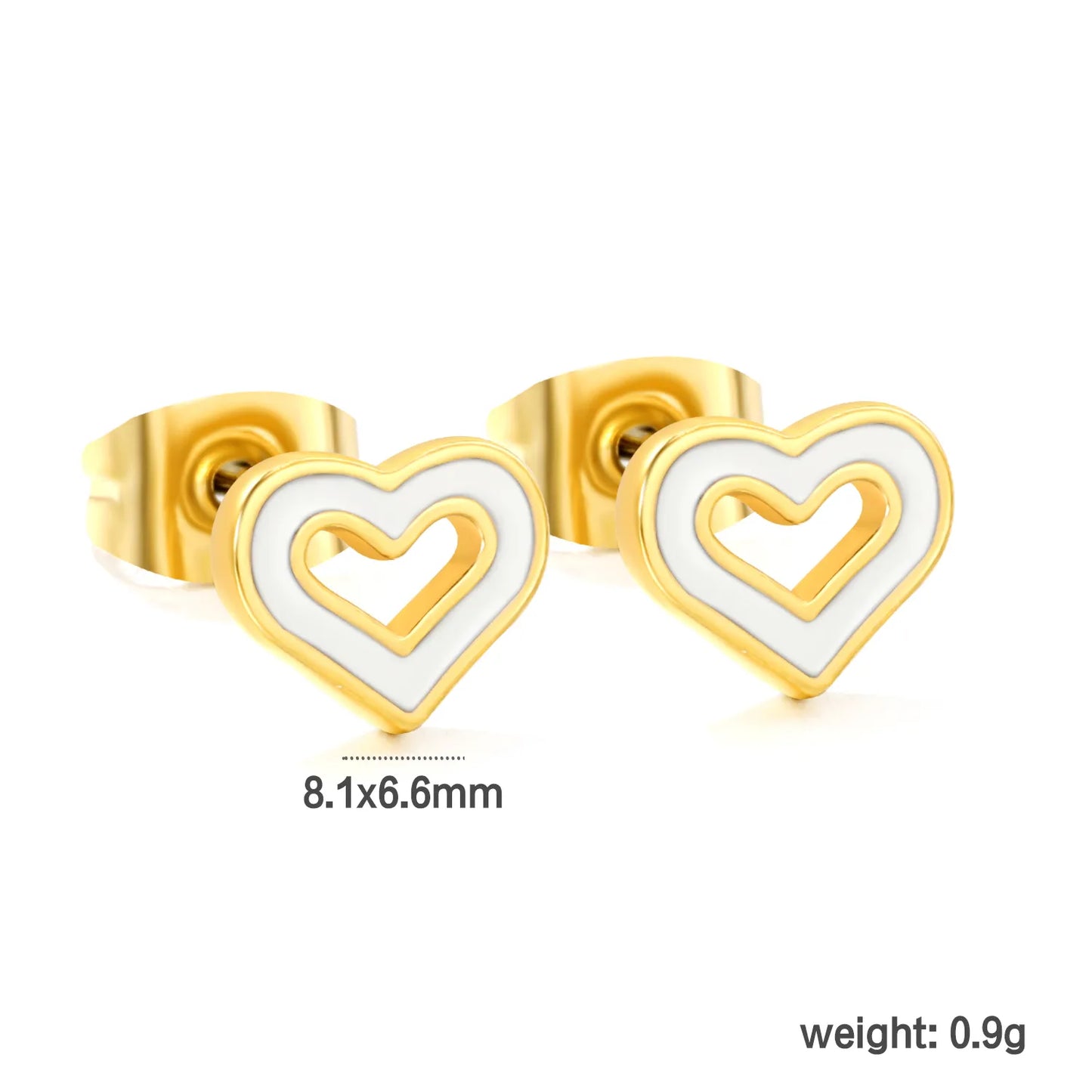 Small Skeleton 8.1*6.6mm Heart Stud Earring Wholesale Fine Jewelry Gold Plated Women