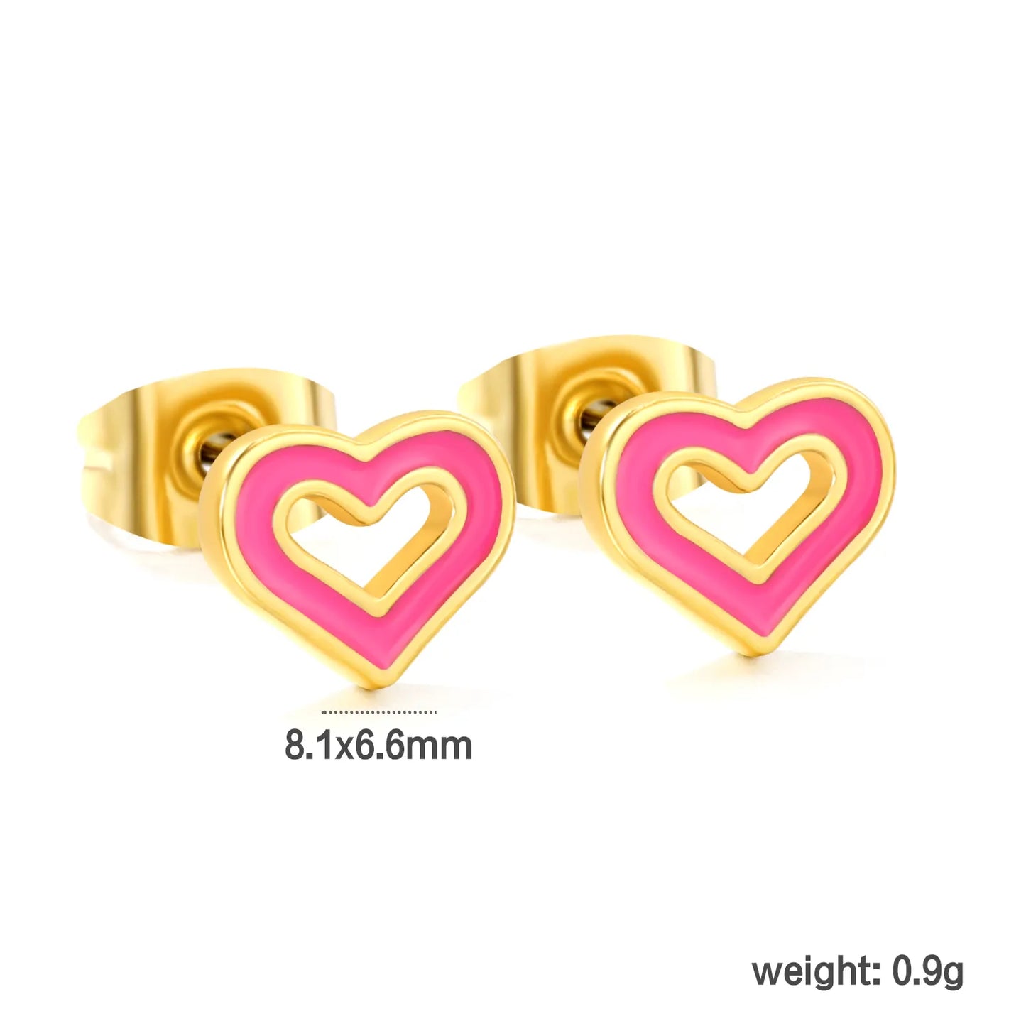 Small Skeleton 8.1*6.6mm Heart Stud Earring Wholesale Fine Jewelry Gold Plated Women