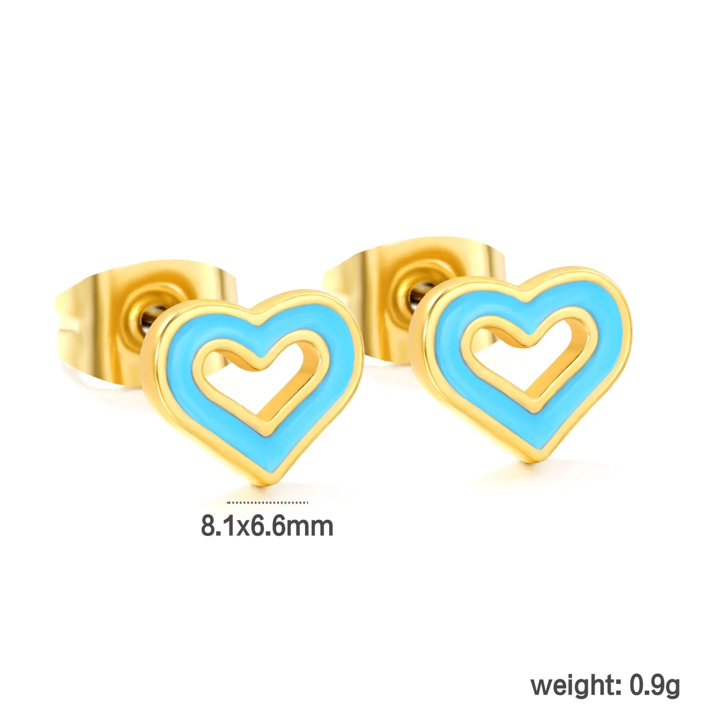 Small Skeleton 8.1*6.6mm Heart Stud Earring Wholesale Fine Jewelry Gold Plated Women