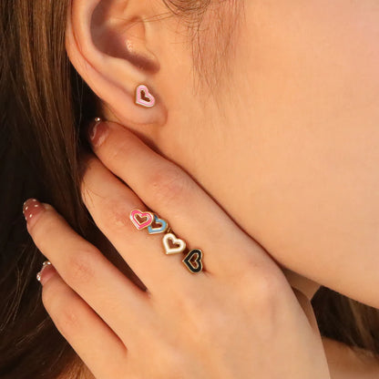 Small Skeleton 8.1*6.6mm Heart Stud Earring Wholesale Fine Jewelry Gold Plated Women
