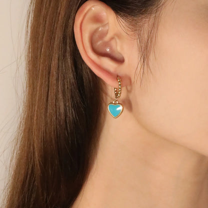 Cobalt Blue Heart Earrings Wholesale 11.8x13.3mm Enamel + 2.4mm Post | Hypoallergenic Studs for Boutiques