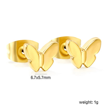 Wholesale Stainless Steel Butterfly Shape/Love Shape Gold Stud Earring: Stylish Wholesale Jewelry for Elegant Adornment
