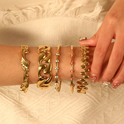 ✨ 60x10.44mm/60.2x19.1mm 18K Gold PVD & Silver Tone Bangle Bracelet Wholesale (MOQ 12+) | Stainless Steel 🌍 | Hypoallergenic Cuff & Chain Bangles