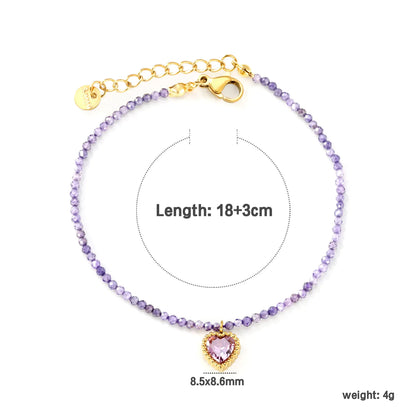 ✨ 18K Gold Plated 17-18+3cm Love Shape Zircon Bracelet Wholesale (MOQ 12+) | Stainless Steel Hypoallergenic 🌍 | Dainty Chain & Charm Bracelets