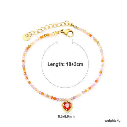 ✨ 18K Gold Plated 17-18+3cm Love Shape Zircon Bracelet Wholesale (MOQ 12+) | Stainless Steel Hypoallergenic 🌍 | Dainty Chain & Charm Bracelets