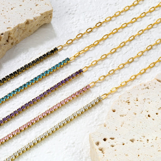 ✨ 18+3cm 18K Gold Plated Zircon Bracelet Wholesale (MOQ 12+) | Stainless Steel Hypoallergenic 🌍 | Dainty Chain & Charm Bracelets