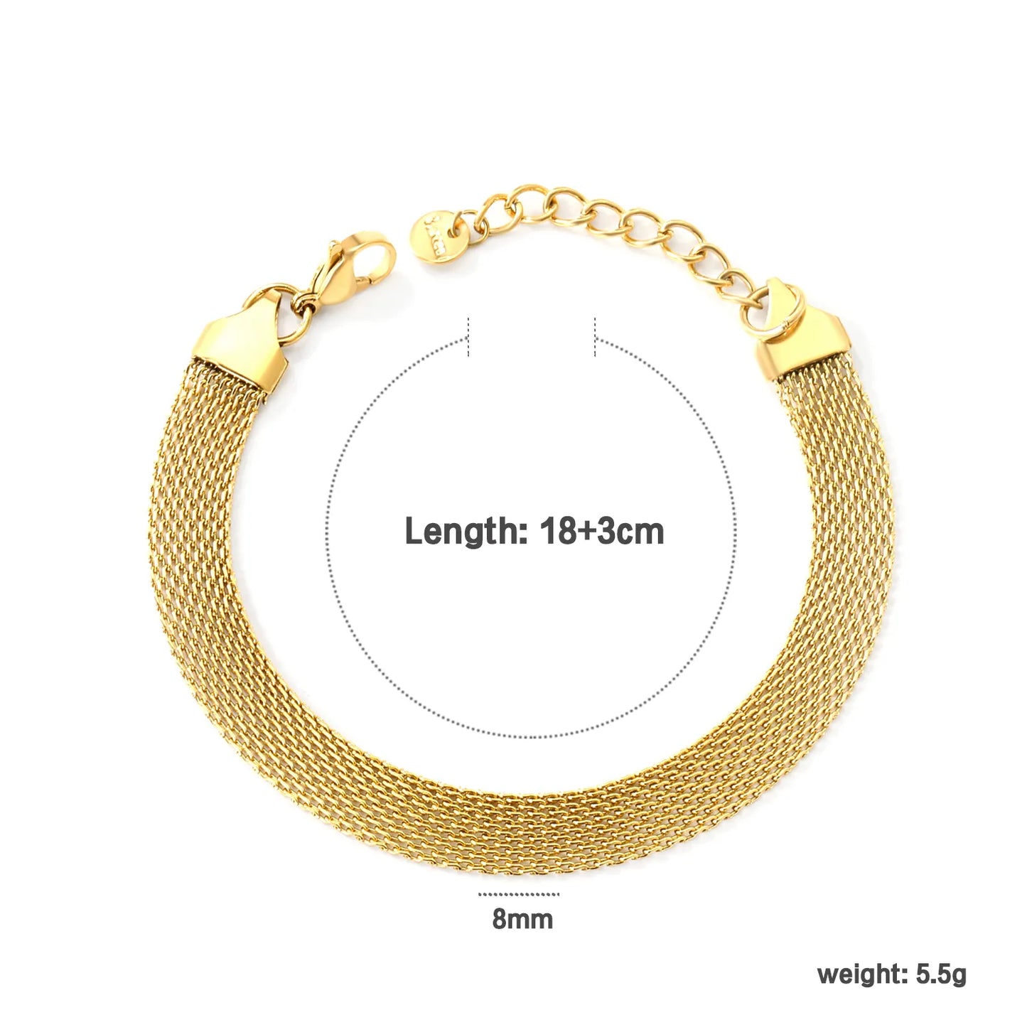 ✨ 17cm-18+3cm 18K Gold Plated Blue/Green Zircon Bracelet Wholesale (MOQ 12+) | Stainless Steel Hypoallergenic 🌍 | Dainty Chain & Charm Bracelets