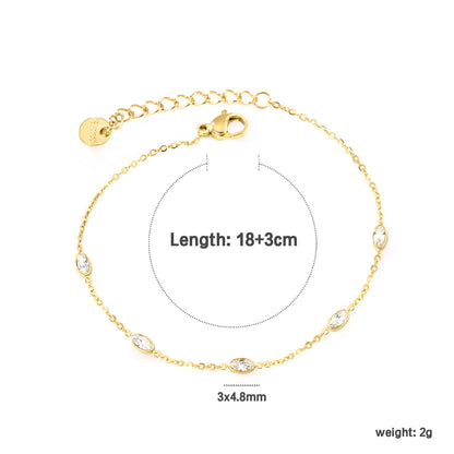 ✨ 17-18+3cm 18K Gold Plated Green/White Zircon Bracelet Wholesale (MOQ 12+) | Stainless Steel Hypoallergenic 🌍 | Dainty Chain & Charm Bracelets