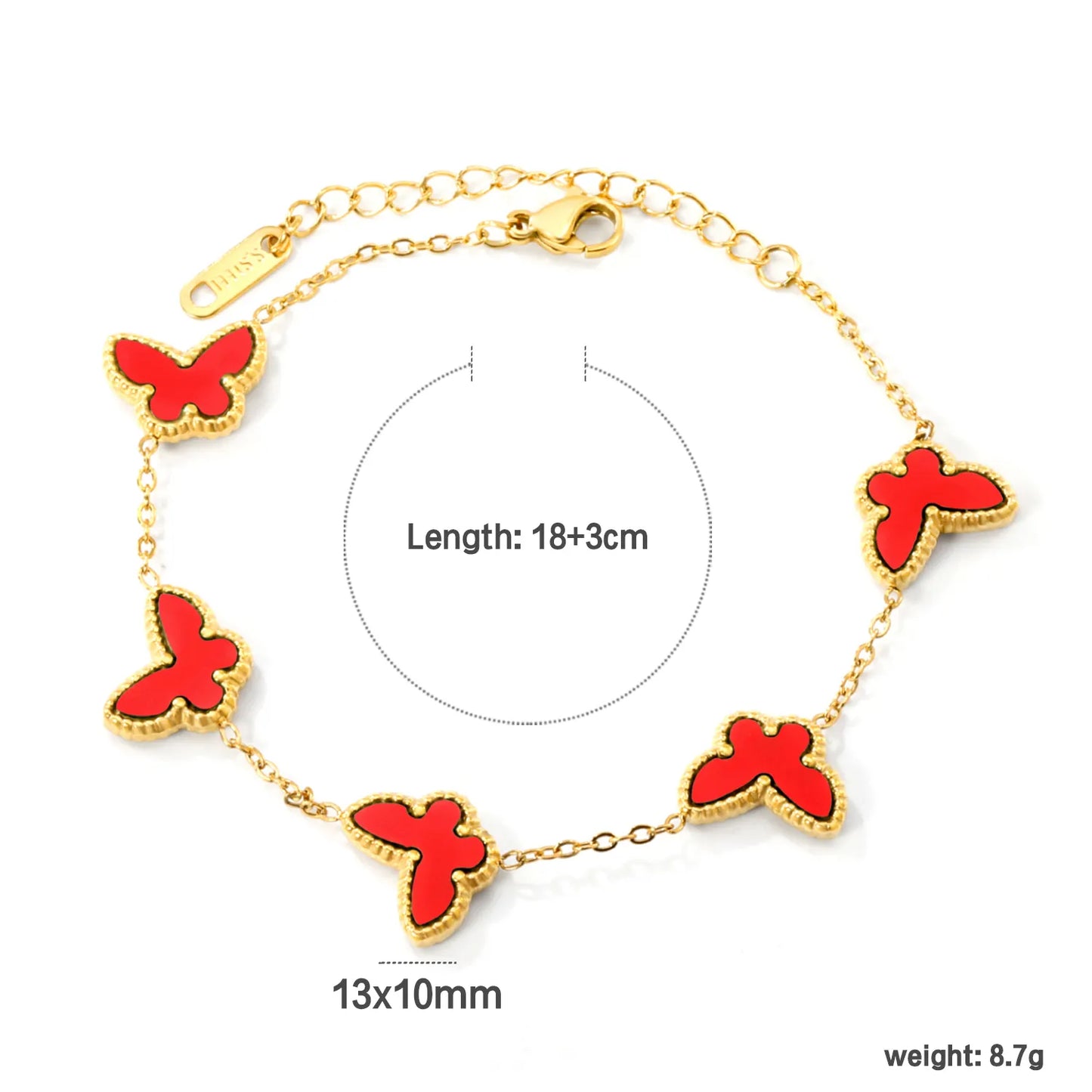 ✨🦋 18K Gold Plated 18+3cm Butterfly Bracelet Wholesale (MOQ 12+) | Stainless Steel Hypoallergenic 🌍 | Dainty Chain & Charm Bracelets