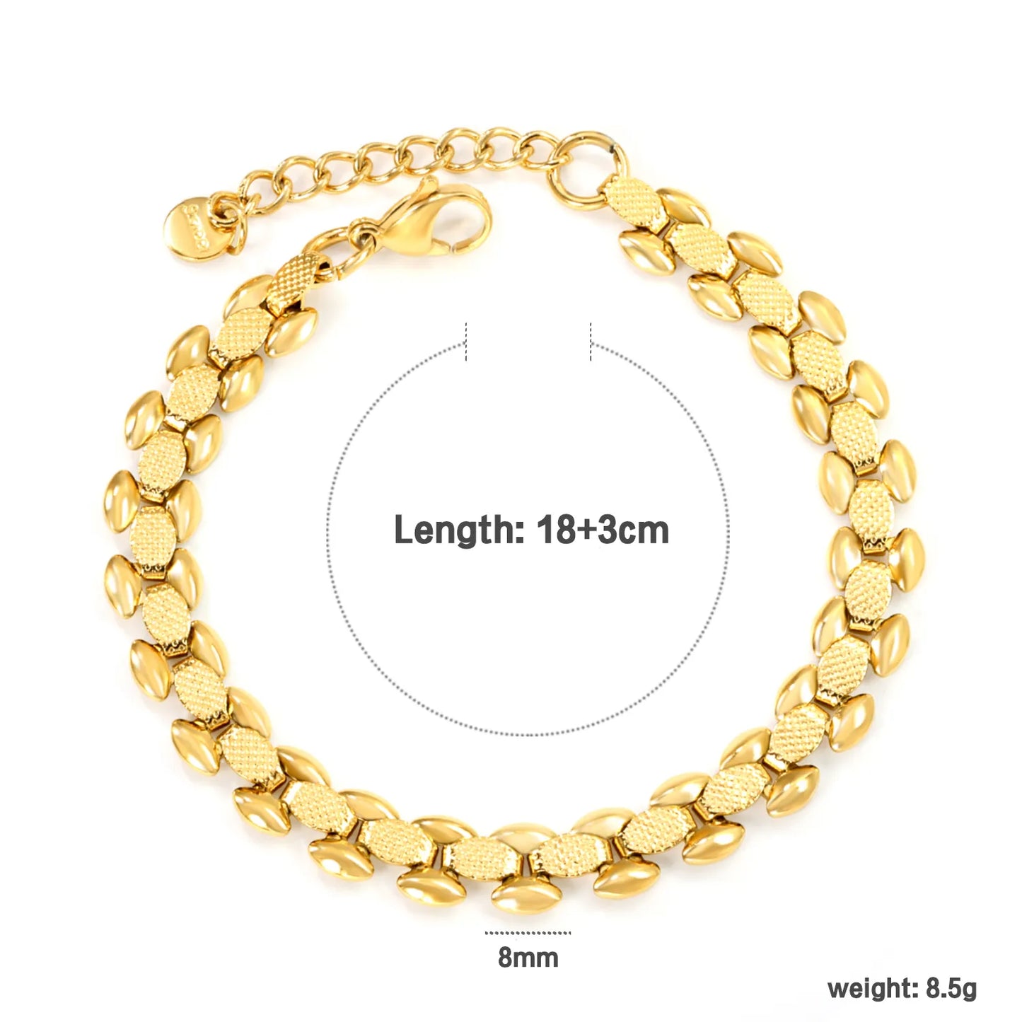 ✨ 18K Gold Plated 18+3cm  Bracelet Wholesale (MOQ 12+) | Stainless Steel Hypoallergenic 🌍 | Dainty Chain & Charm Bracelets