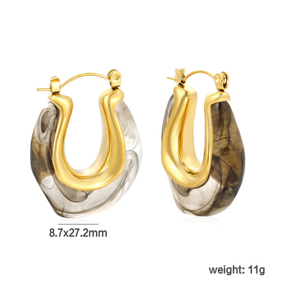 Wholesale 8.7*27.2mm Steel U-shaped Hoop Earrings Hypoallergenic
