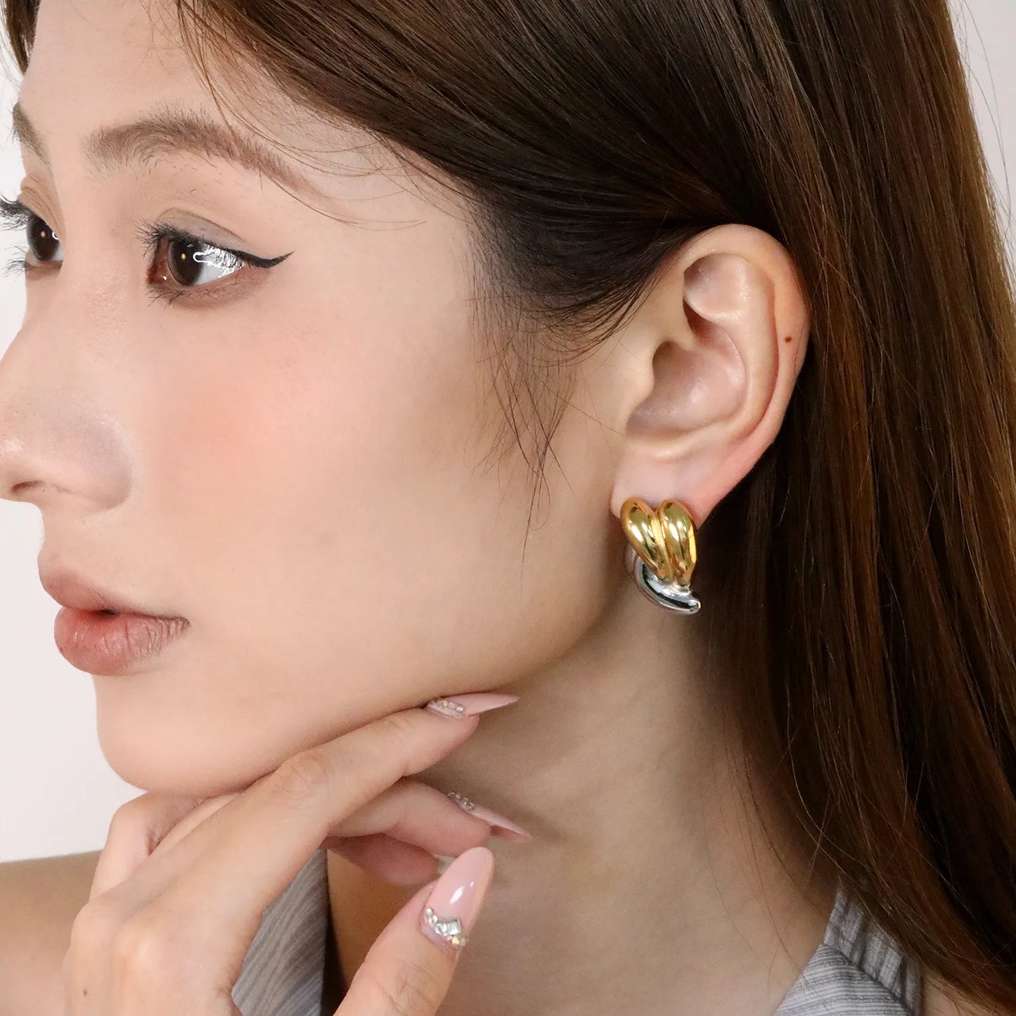 ✨ Wholesale Twist Rope Design Earrings | 17.2x26.7mm Two-Tone Studs | 18.6g Gold Plated Stainless Steel | Classic Luxury Earrings Bulk