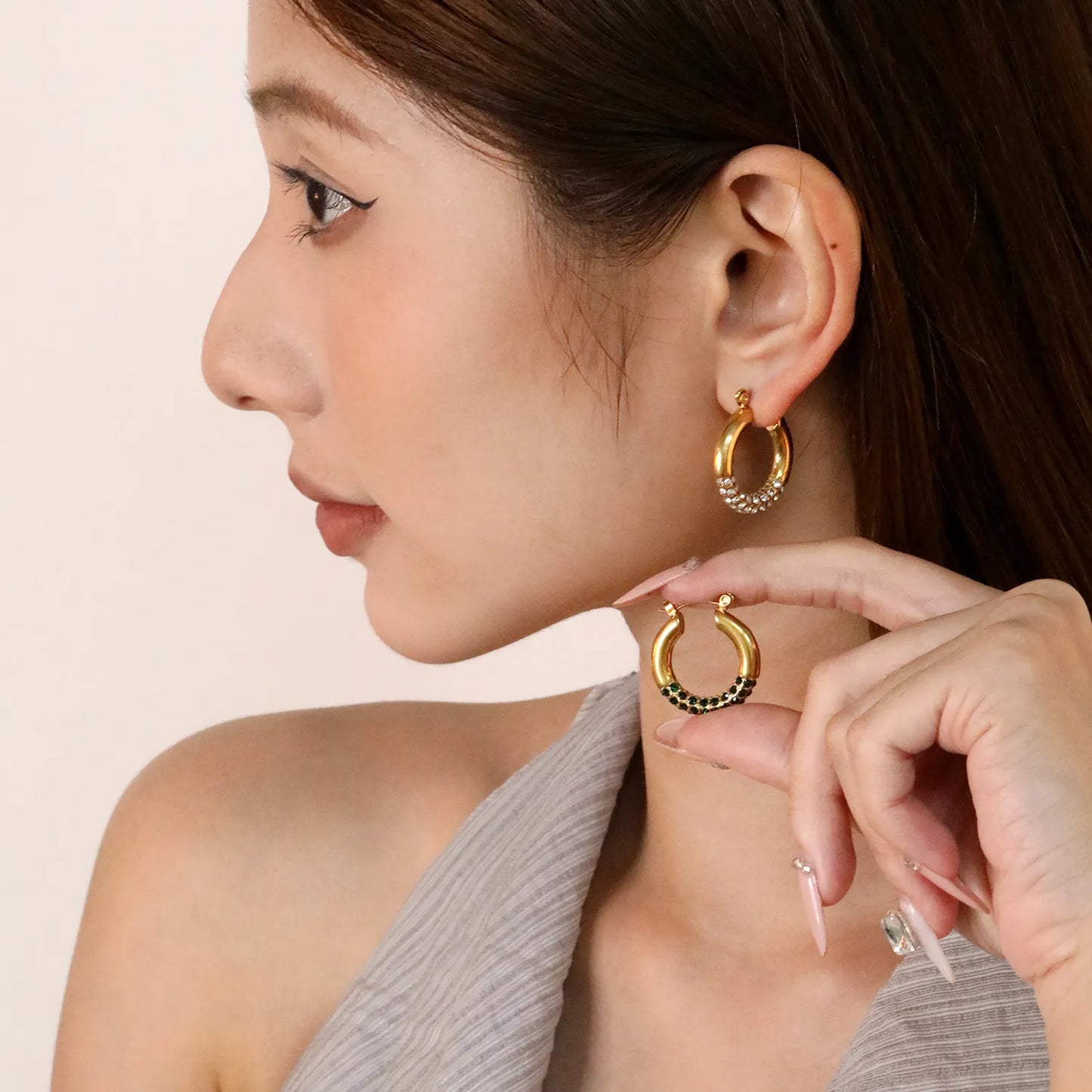 ✨ Wholesale 18k gold plated 4.2x24mm U-Shape Ear Clip | Gold Stainless Steel White Zircon Earrings Bulk