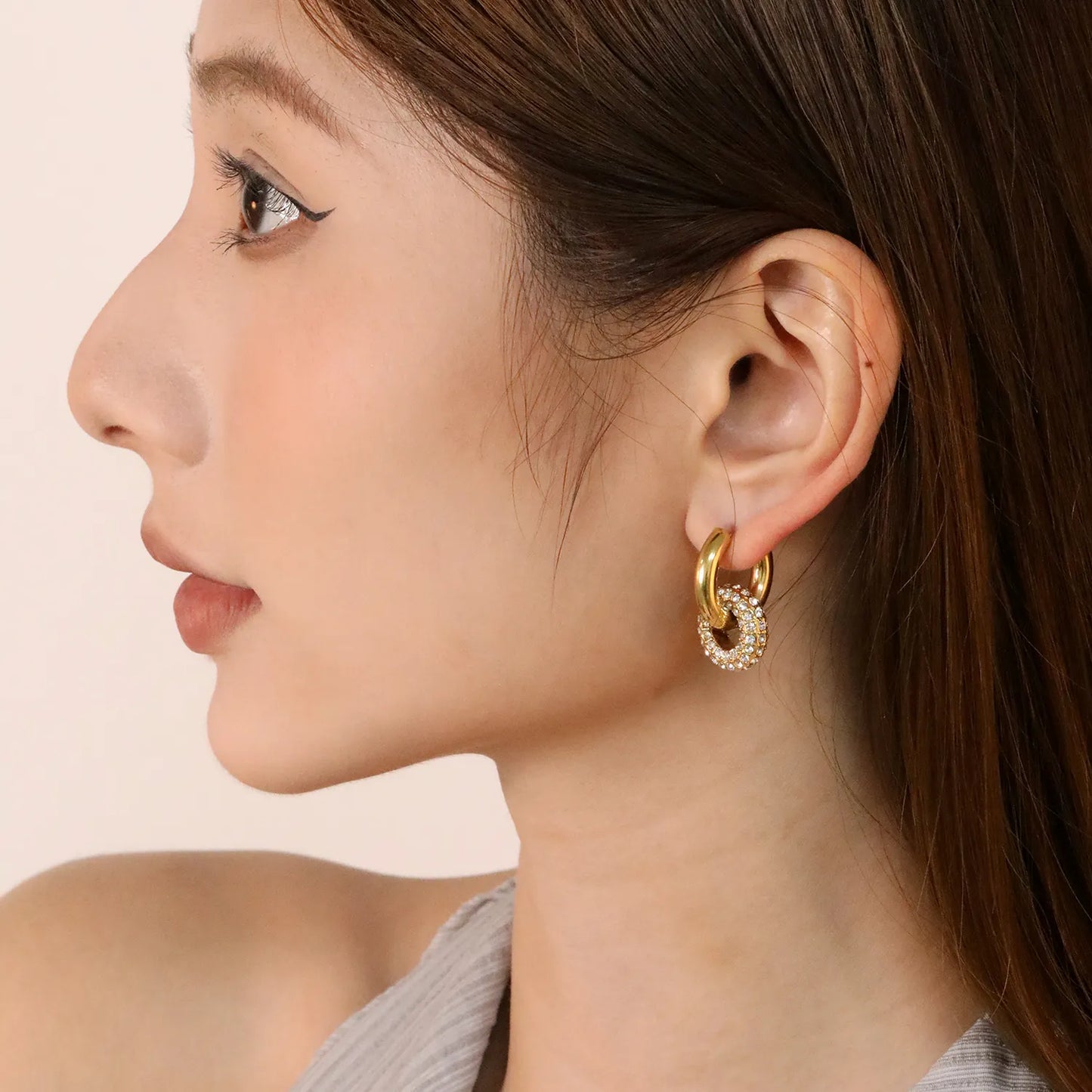 ✨ Wholesale Donut Huggie Earrings | 15.5mm Zircon Donut Hoops | White or Emerald Green Zirconia | 4x20mm Inner Huggie Stainless Steel Earrings