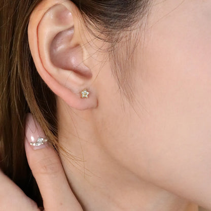 ✨ Wholesale Gold Star Stud Earrings 3-Pair Set | 5mm Sparkling Zirconia, Hypoallergenic Celestial Jewelry Bulk